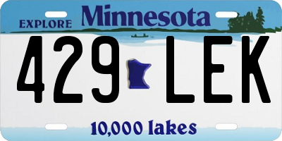MN license plate 429LEK