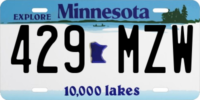MN license plate 429MZW