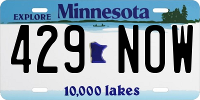 MN license plate 429NOW