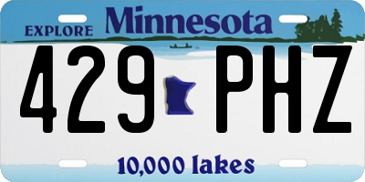 MN license plate 429PHZ