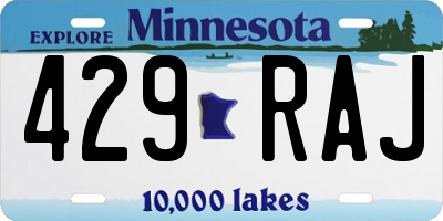 MN license plate 429RAJ