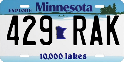MN license plate 429RAK