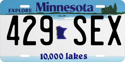 MN license plate 429SEX