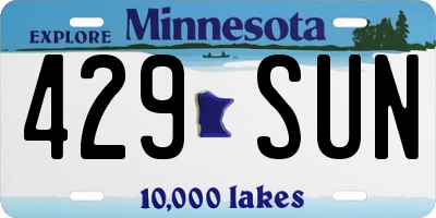 MN license plate 429SUN