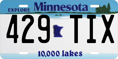 MN license plate 429TIX