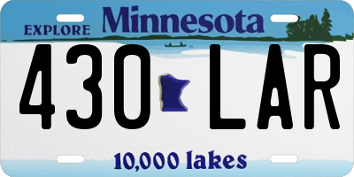 MN license plate 430LAR