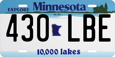 MN license plate 430LBE