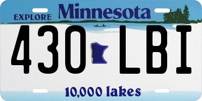 MN license plate 430LBI