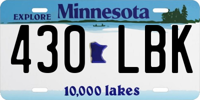 MN license plate 430LBK