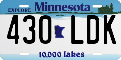 MN license plate 430LDK