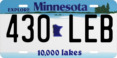 MN license plate 430LEB