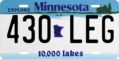 MN license plate 430LEG