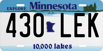 MN license plate 430LEK