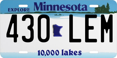 MN license plate 430LEM
