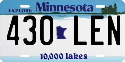 MN license plate 430LEN