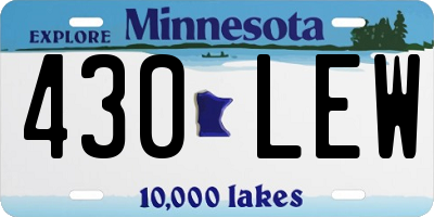MN license plate 430LEW