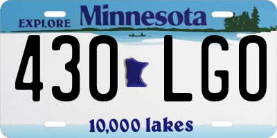 MN license plate 430LGO