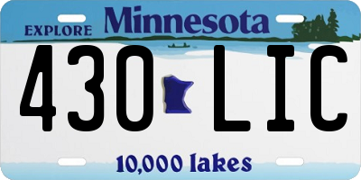 MN license plate 430LIC