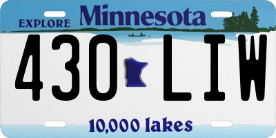 MN license plate 430LIW