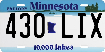 MN license plate 430LIX