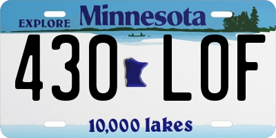 MN license plate 430LOF