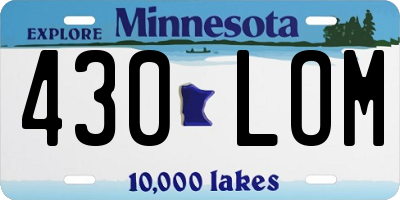 MN license plate 430LOM