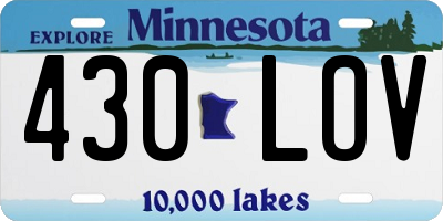 MN license plate 430LOV
