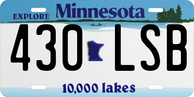 MN license plate 430LSB