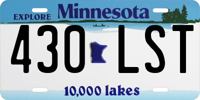 MN license plate 430LST
