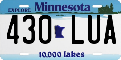 MN license plate 430LUA