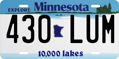 MN license plate 430LUM