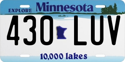 MN license plate 430LUV