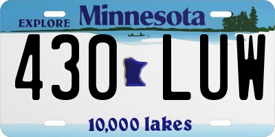 MN license plate 430LUW