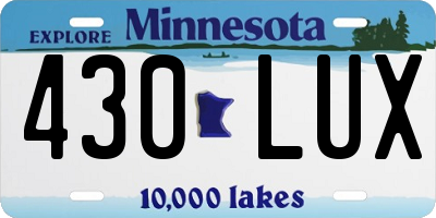 MN license plate 430LUX