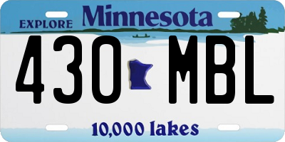 MN license plate 430MBL