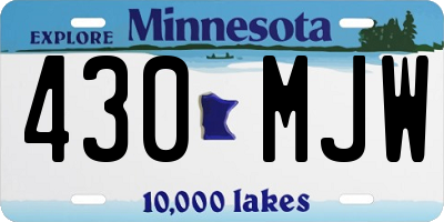 MN license plate 430MJW