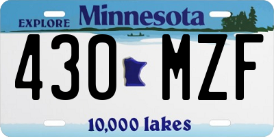 MN license plate 430MZF