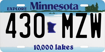 MN license plate 430MZW
