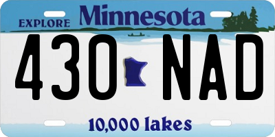 MN license plate 430NAD