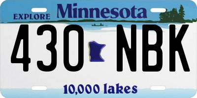 MN license plate 430NBK