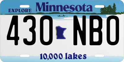 MN license plate 430NBO