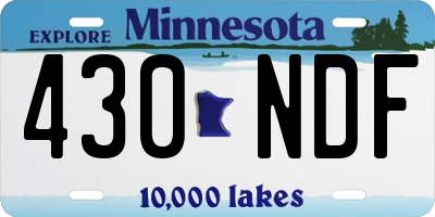 MN license plate 430NDF
