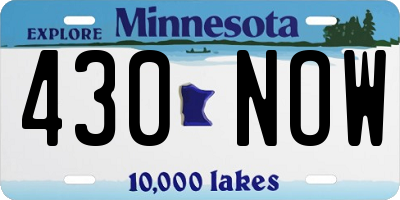 MN license plate 430NOW