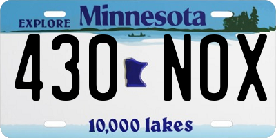 MN license plate 430NOX