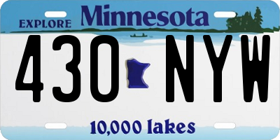 MN license plate 430NYW