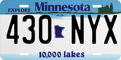 MN license plate 430NYX