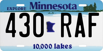 MN license plate 430RAF