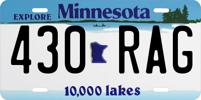 MN license plate 430RAG