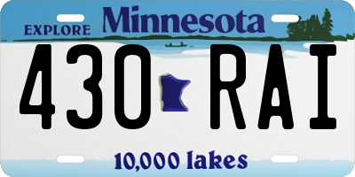 MN license plate 430RAI