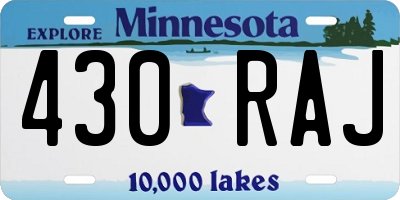 MN license plate 430RAJ